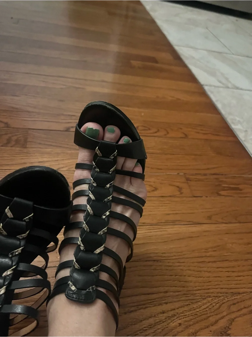 Well worn Coach Black Strappy Cage High Heel Sandals